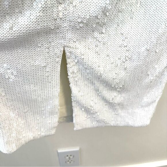 Dress The Population Emery Sequin Long Sleeve Dress in White Large NWT - Picture 11 of 11